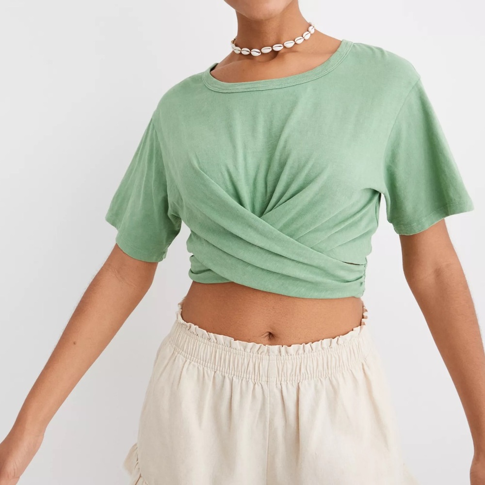 Aerie Mint Twist-Front Crop Top